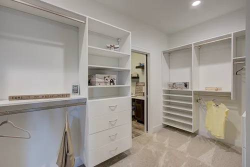 Closet with built-in shelves in a new home in Milwaukee WI