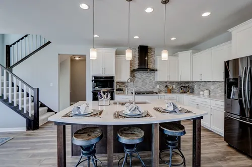 Eat-in kitchen island in a new home in Wisconsin