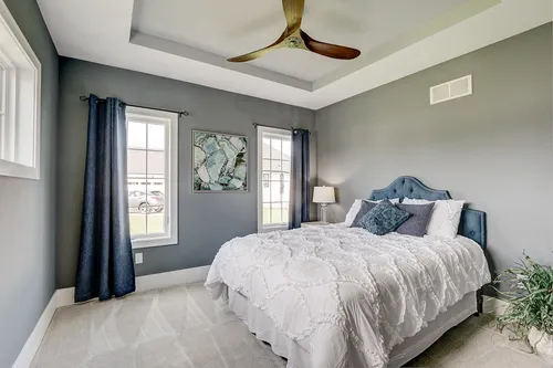 Gray bedroom in a Milwaukee WI new home