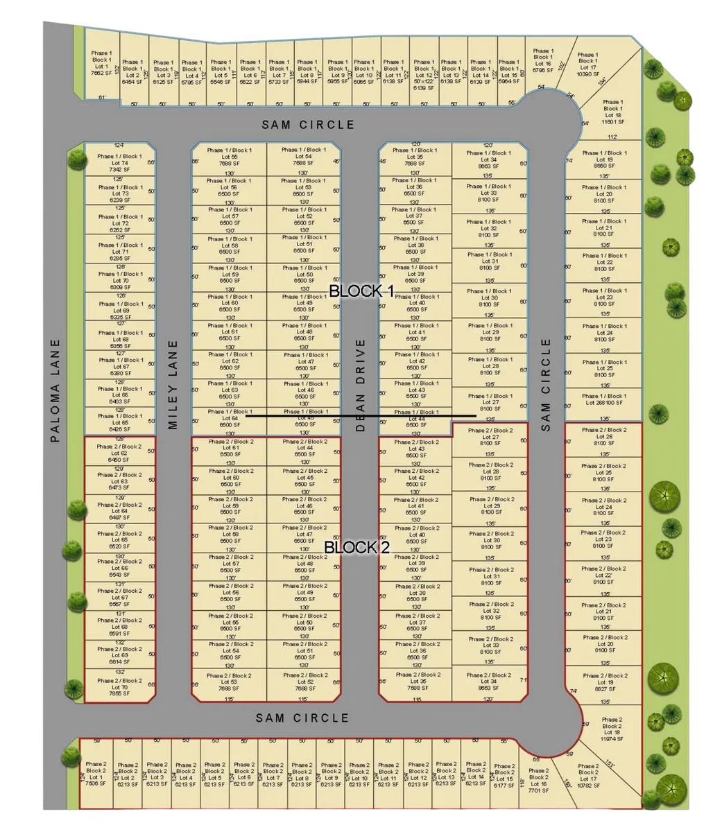 Builder site plan of Paloma Ranch