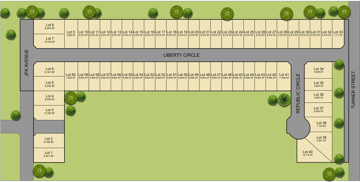Builder site plan of Liberty Estates