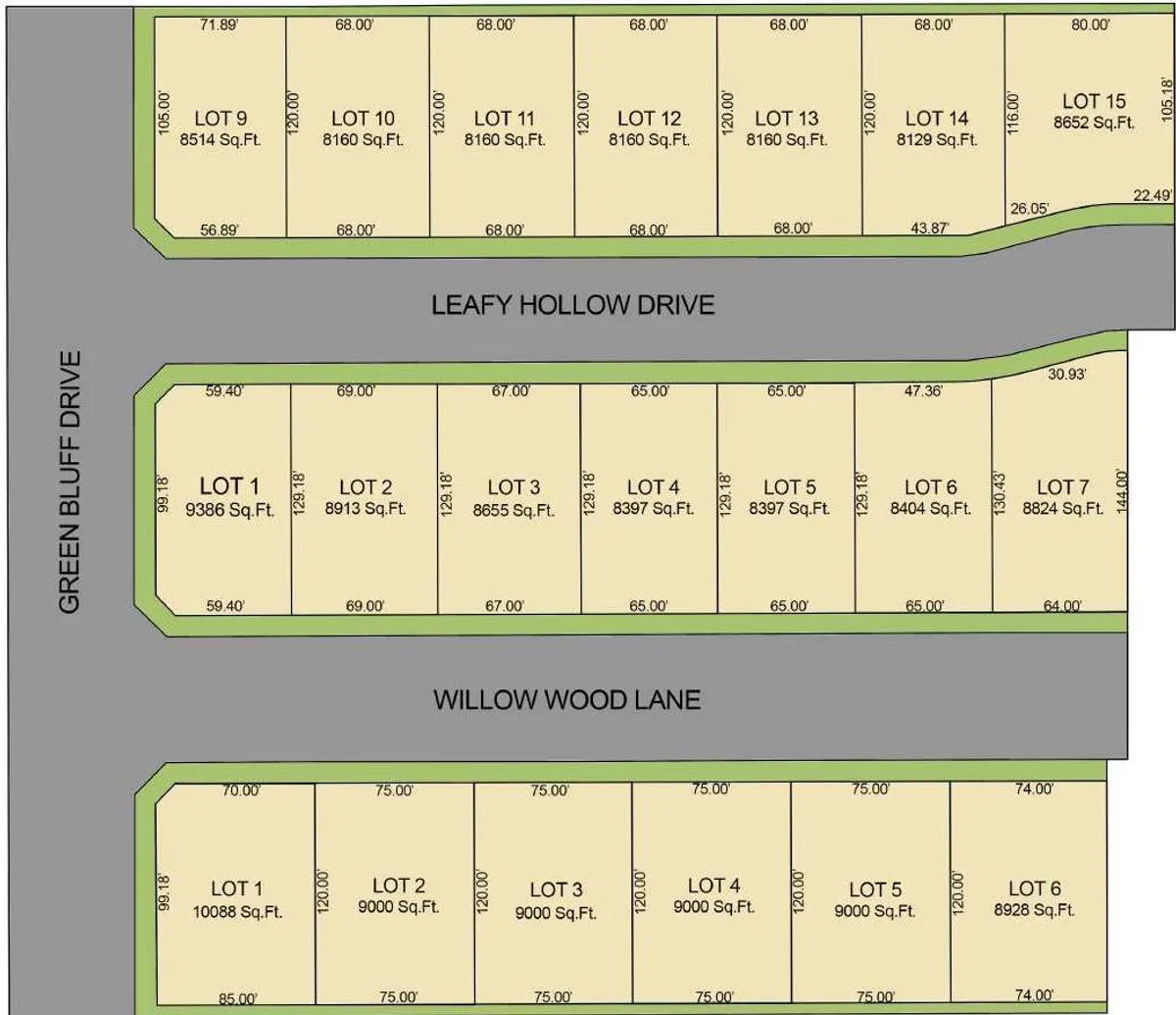 Builder site plan of Woodland Oaks Phase 3