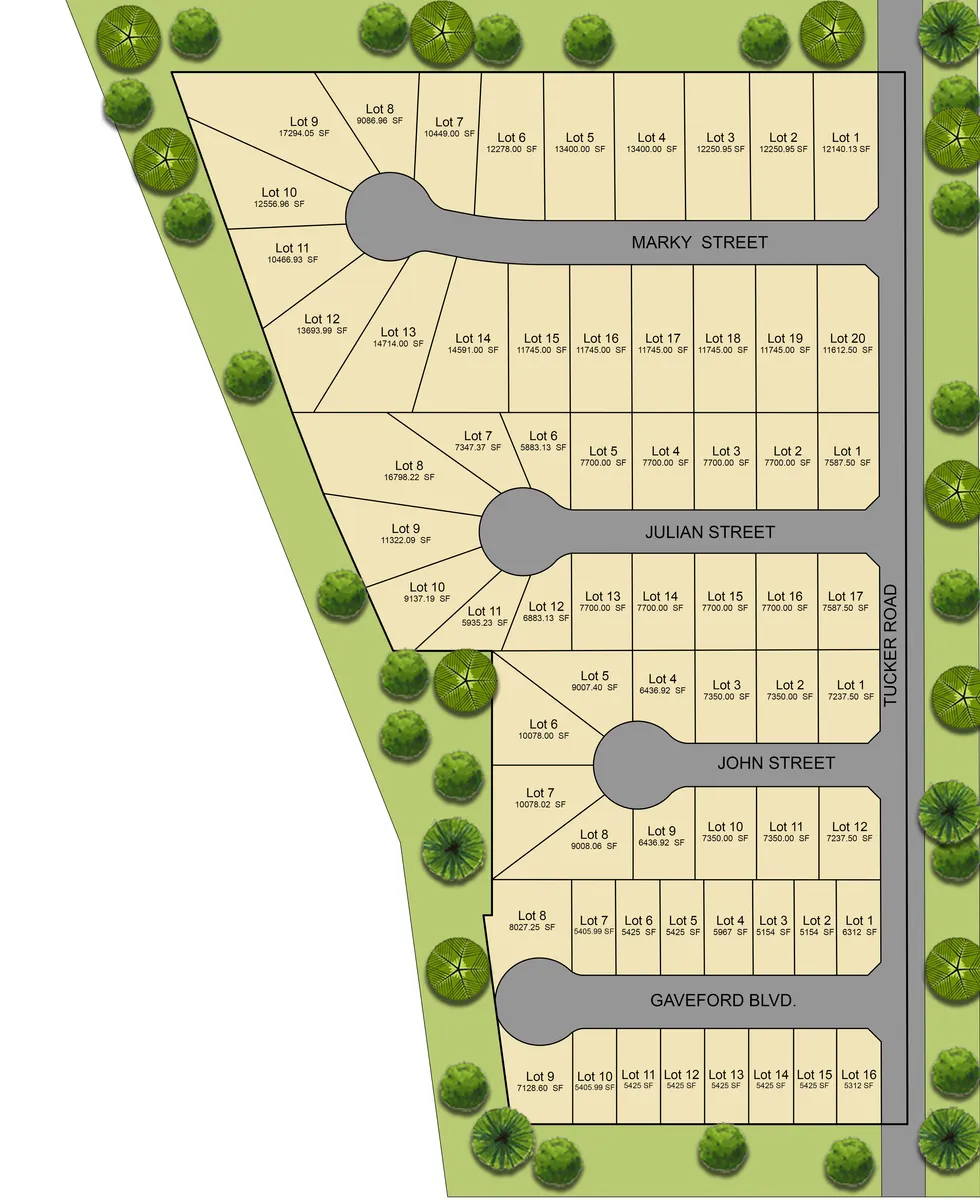 Builder site plan of Ashwood Estates