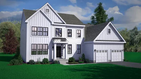 exterior of a new home in the community of the orchards by wilkinson homes