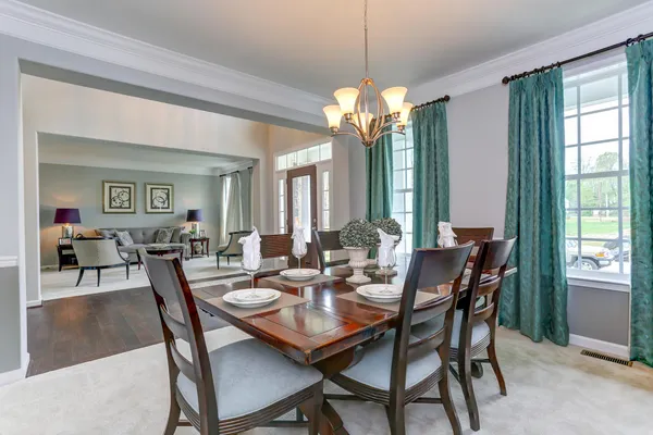dining room in a new home by a home builder in delaware, wilkinson homes