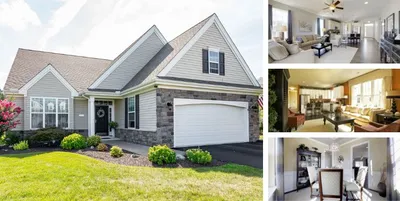 A front exterior image and three interior images of a home in Noble's Pond.