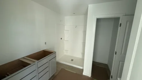Primary bath with walk-in shower, the Bradford Floor Plan at Westfall Place